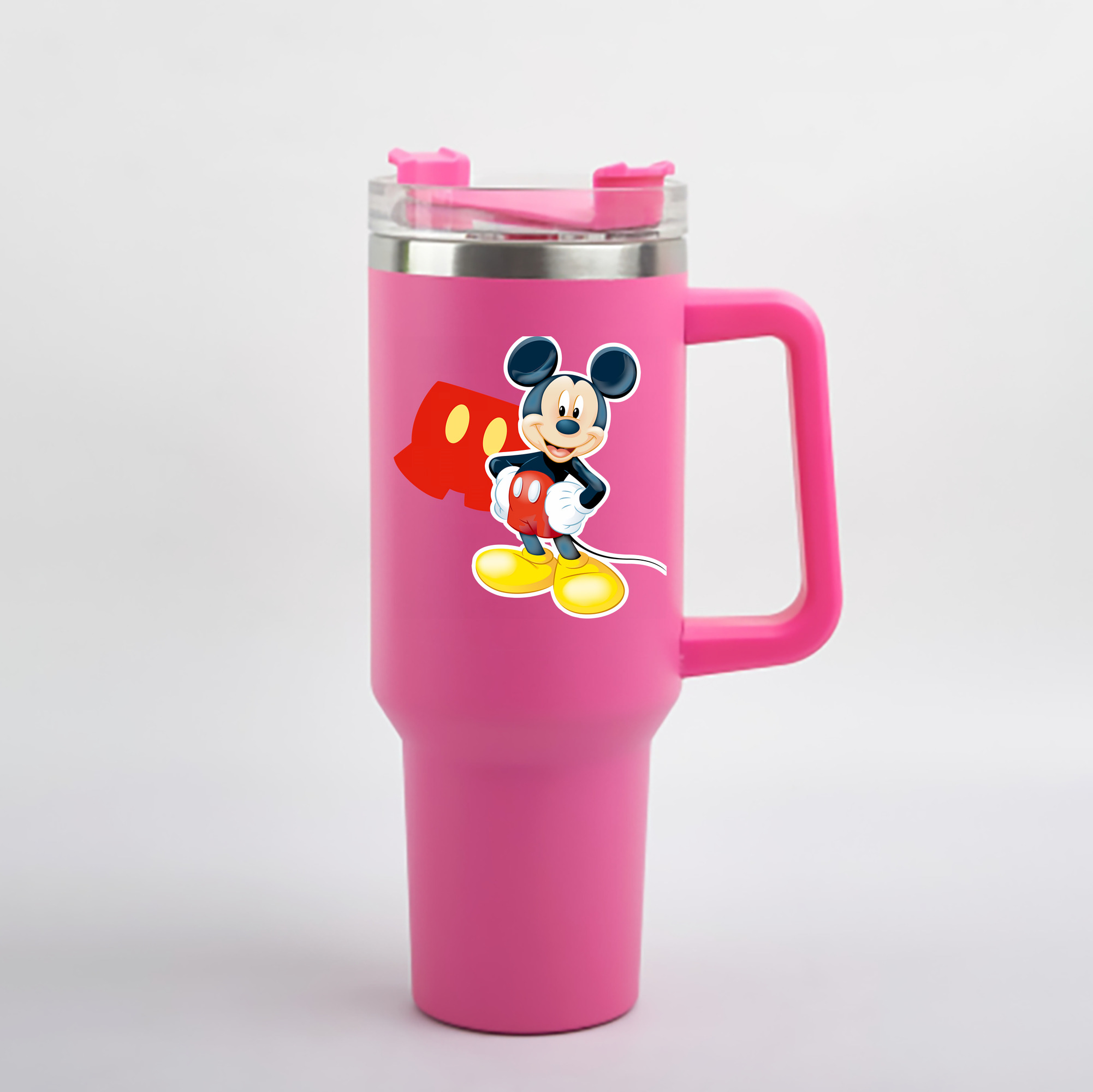 （画像用） ミッキーマウス Mickey Mouse 1200mL車用タンブラー - クリスタルステッカー（プラスチックストロー付き）